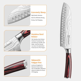KEEMAKE 7inch wave-pattern blade reduces sticking during prep.