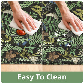 Keensoft green-black decor rug brightens kitchens while offering practical comfort.