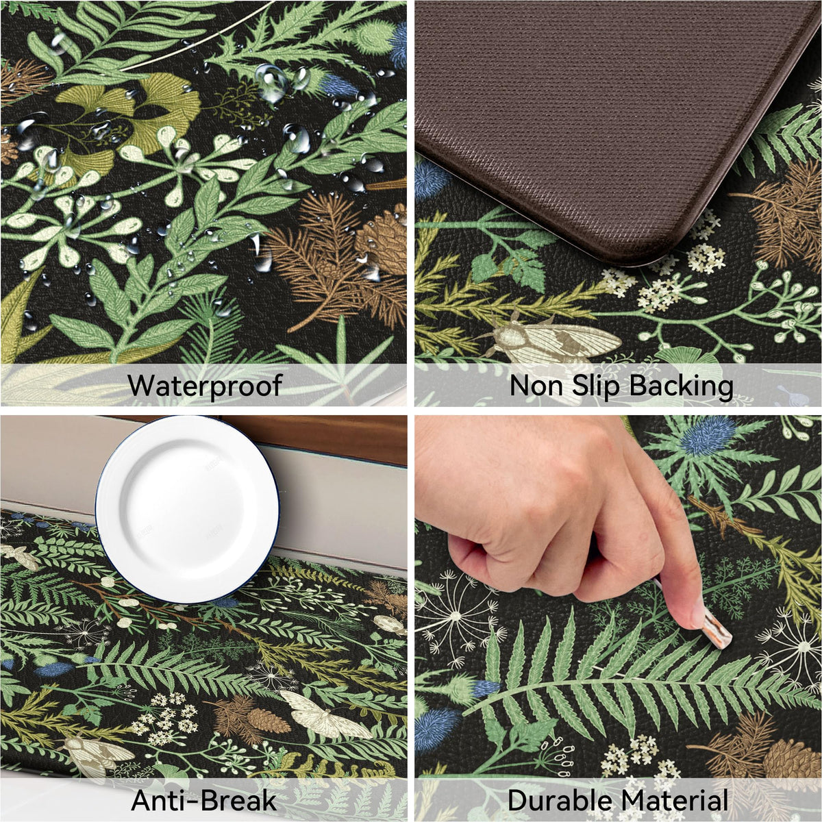 Keensoft non-slip back kitchen mat prevents slips on slick floors.