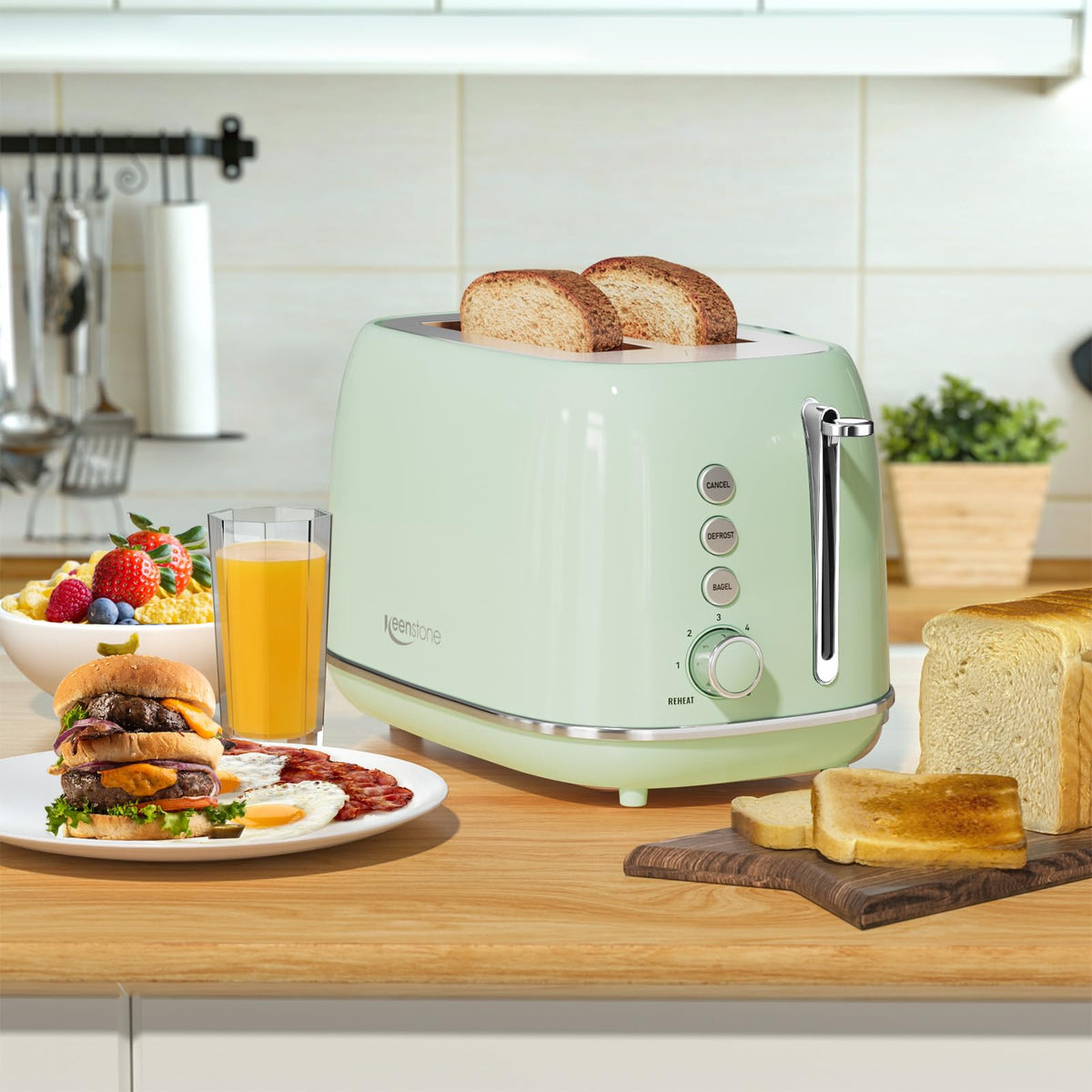 Keenstone removable crumb tray for quick cleanup after breakfast