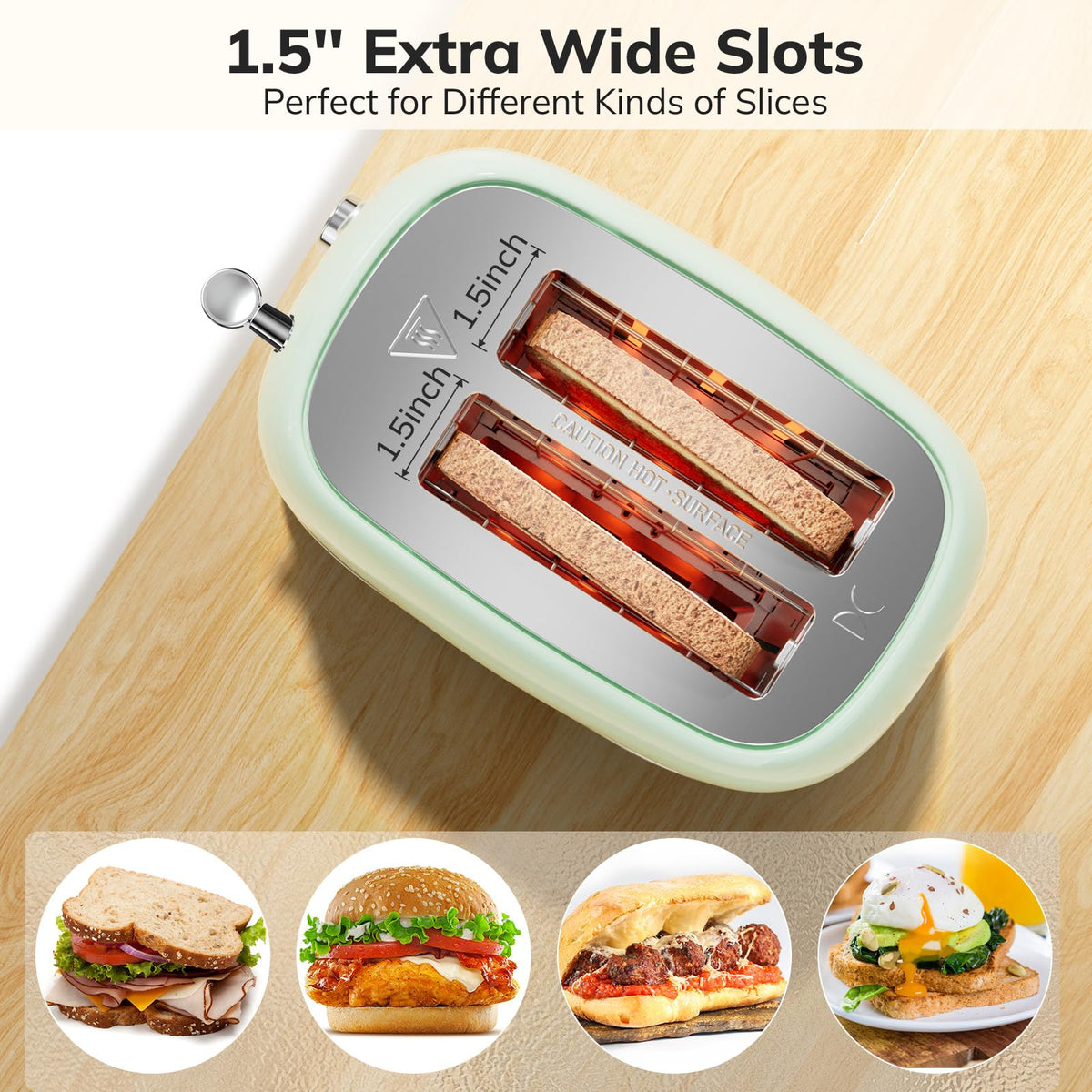 Keenstone toaster wide slots ready for bagels and chunky slices