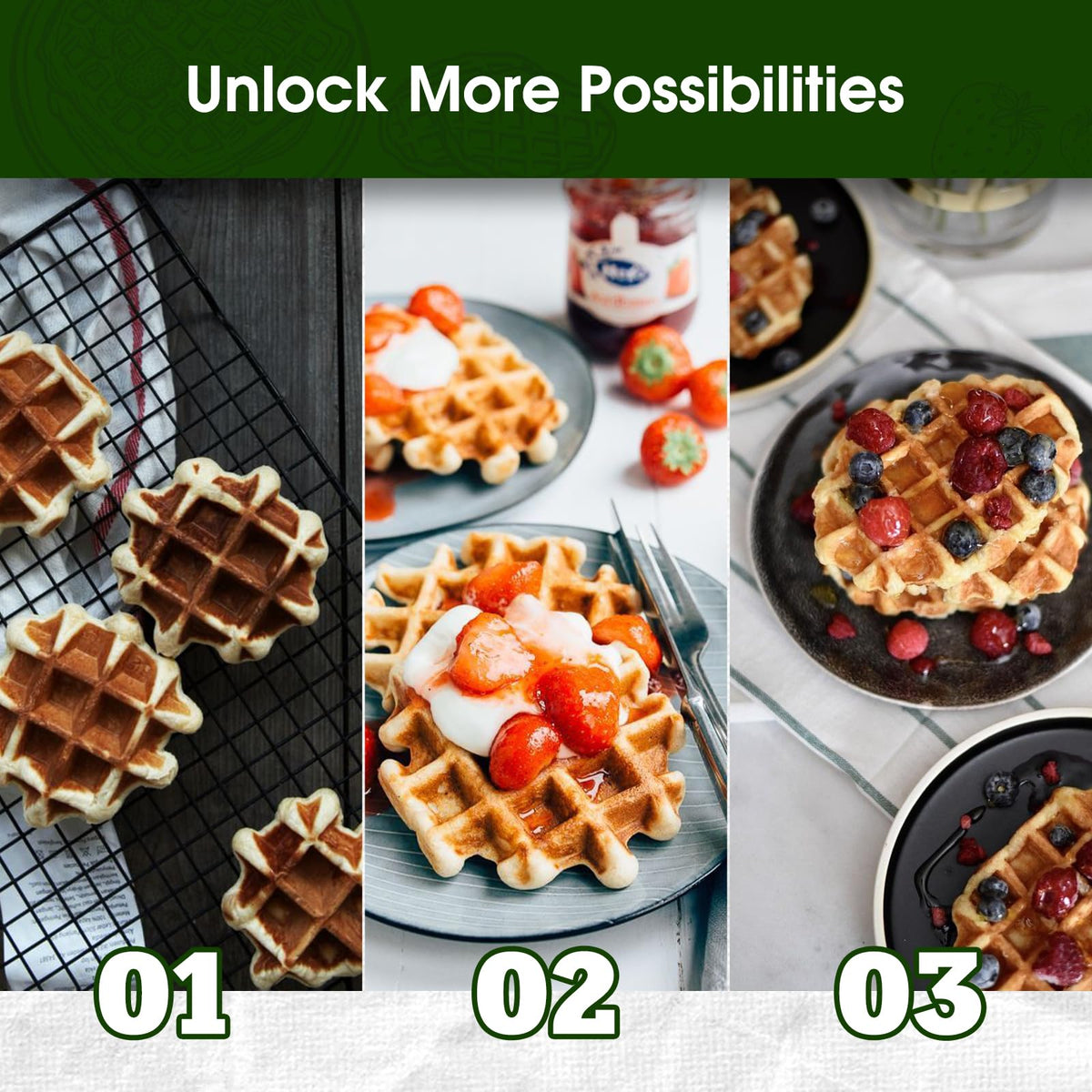 KEINVE mini waffle maker's compact design fits small kitchens easily.