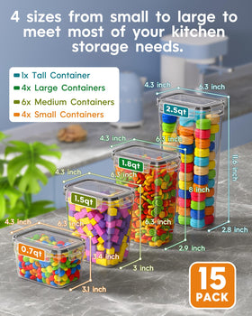 Kemethy stackable, transparent containers for easy pantry organization.
