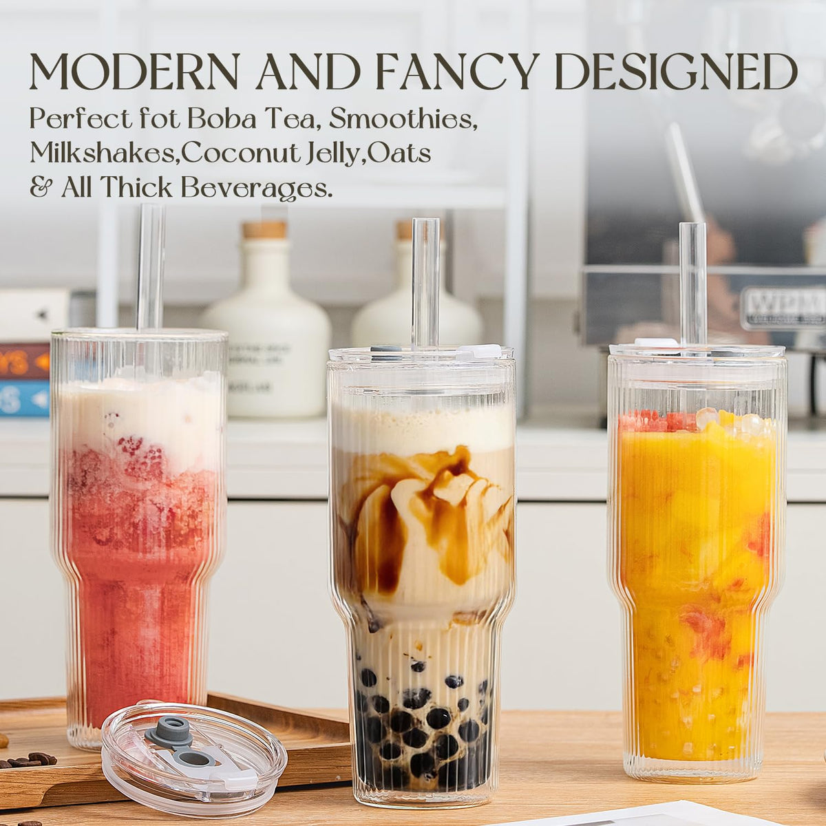 Kemorela extra-wide straws for bubble tea and smoothies