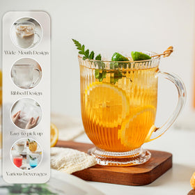 KEMORELA heat-resistant glass mug safely handles steaming beverages.