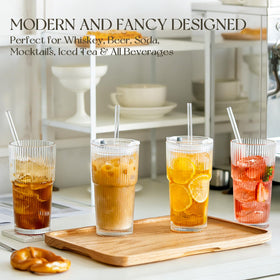 KEMORELA ribbed glass tumbler with comfortable grip and premium feel