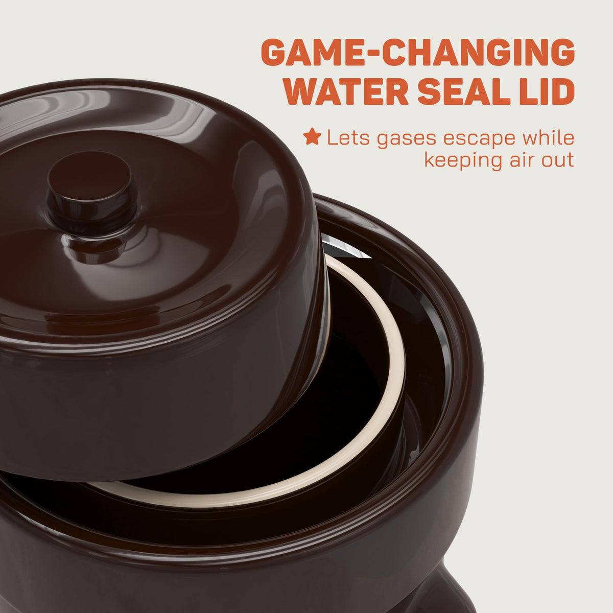 Kenley stoneware fermentation crock for durable, flavor-preserving fermentation