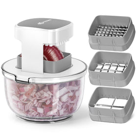KEOUKE multifunctional chopper with white bowl for quick, mess-free ingredient prep.