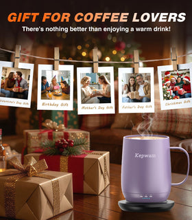 Kepwam Self Heating Mug T2 ergonomic handle and 16 oz capacity for daily use