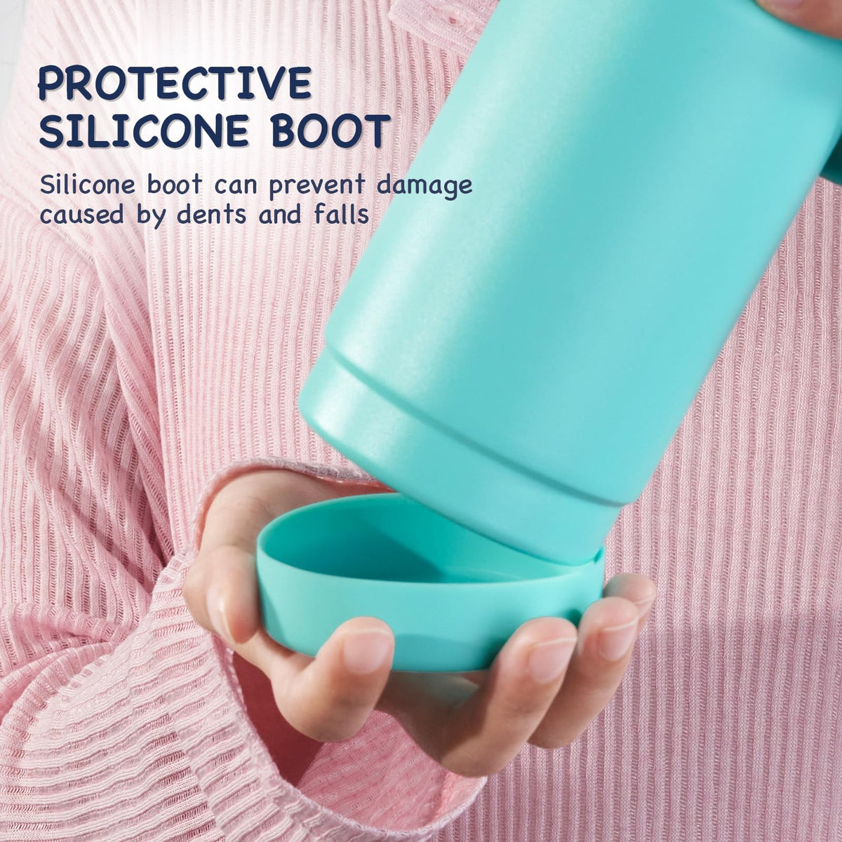 Kerilyn bottle features detachable silicone base pad for added durability.