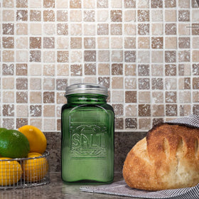 Close-up of Kerixi green glass texture shows nostalgic charm.