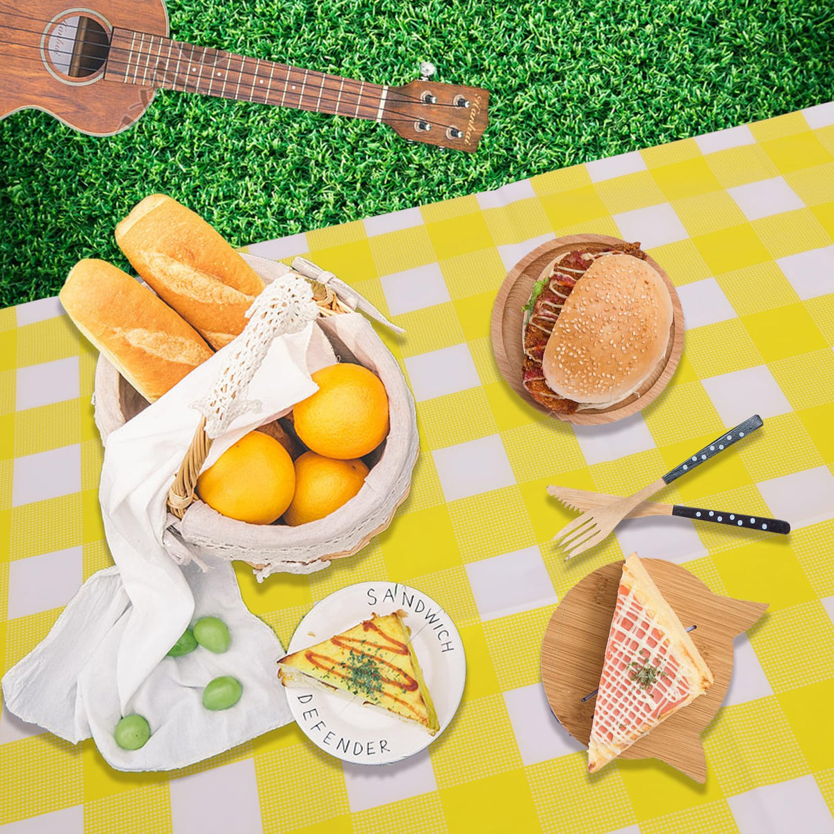 Kesfey 3-pack gingham tablecloths for versatile party decor and setup.