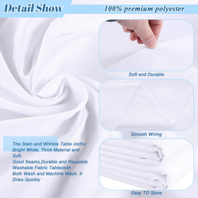 Kesfey six-pack packaging of white tablecloths for easy event planning.