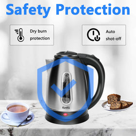 Ketfii kettle with 360 swivel base for easy placement and pouring.