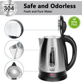 Ketfii boil-dry protection adds safety during unattended heating.