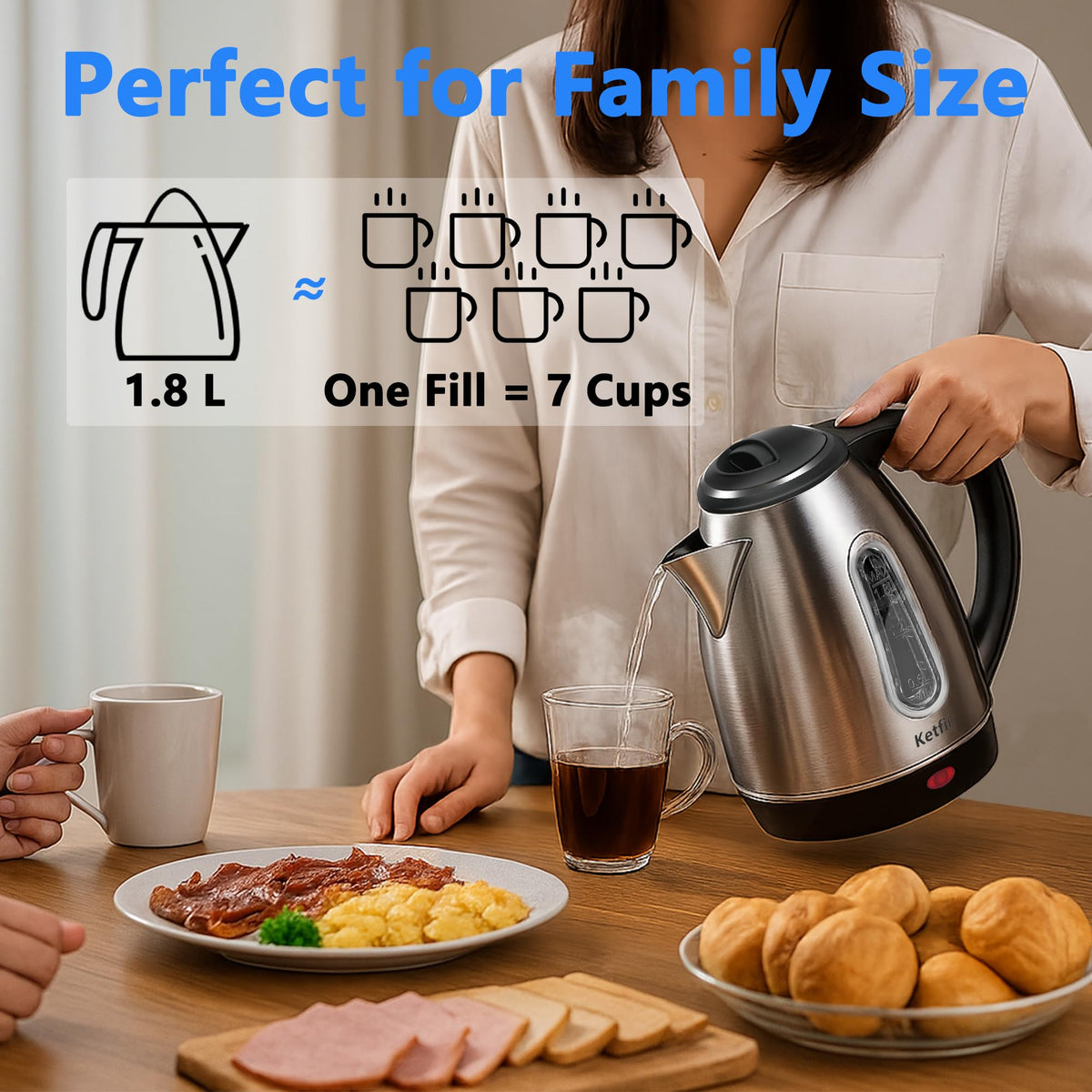 Ketfii BPA-free interior ensures safe, clean boiling water.