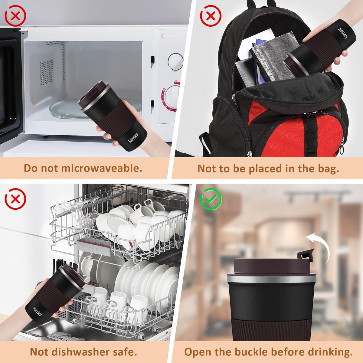KETIEE Travel Mug holds 12oz for daily coffee or tea.
