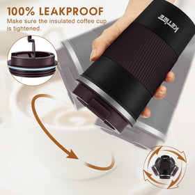 KETIEE Travel Mug no-sweat exterior prevents condensation on hands.