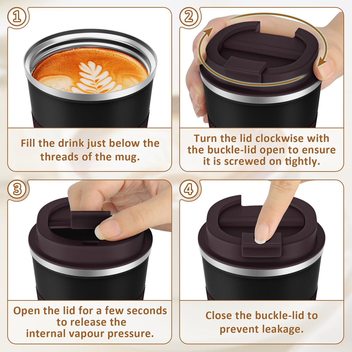 KETIEE Travel Mug rugged, durable design resists dents and drops.