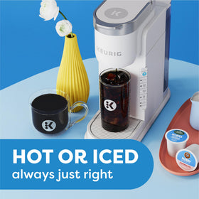 Keurig K-Iced strong-brew setting adds boldness to hot coffee.