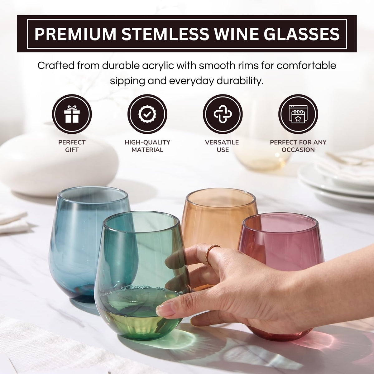 Khen acrylic shatterproof glassware for elegant indoor and patio entertaining