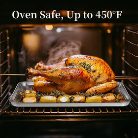 Kichwit stainless steel baking sheets measure 17.5 by 13 inches for generous baking