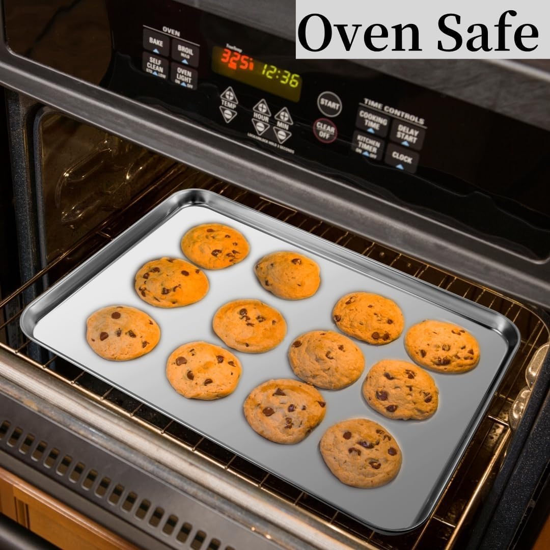 Kichwit stainless steel baking sheets polished finish with mirror-like shine