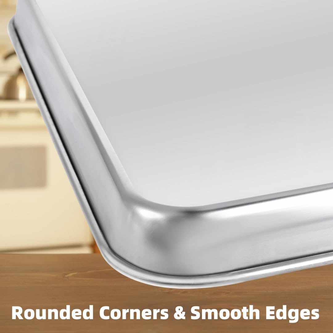 Kichwit stainless steel baking sheets with rounded edges for easy handling