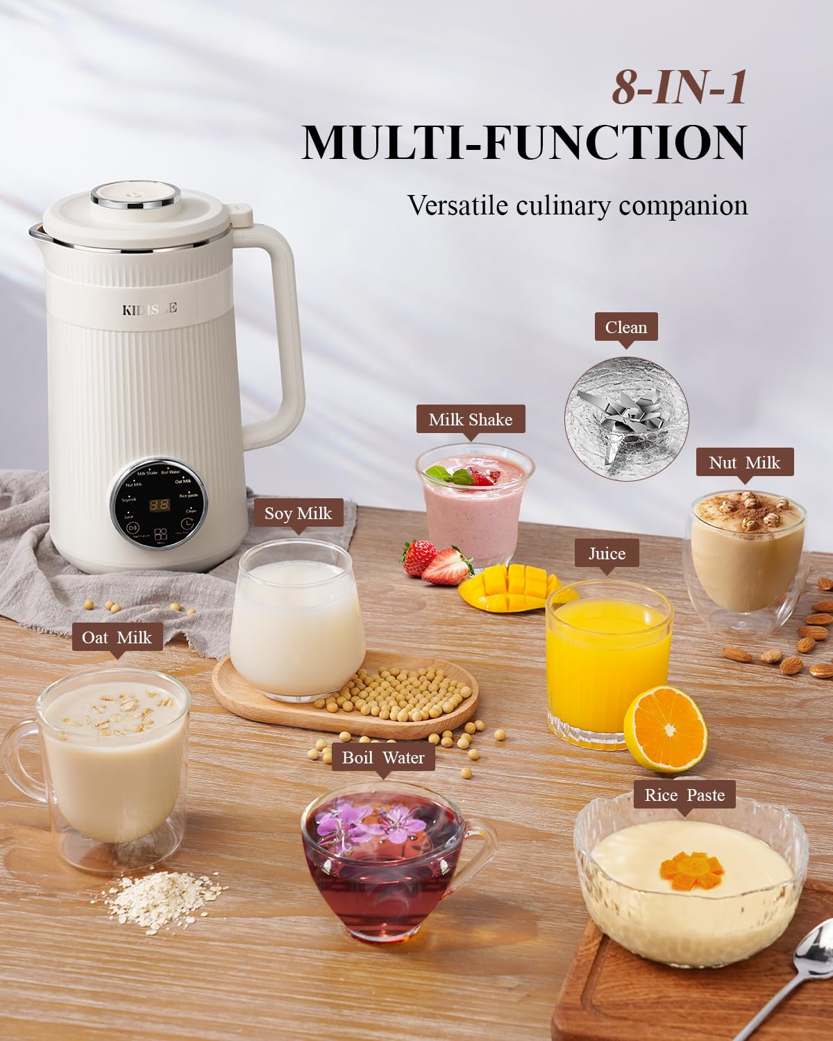 Kidisle 8-in-1 panel demonstrates versatile function options for beverages.