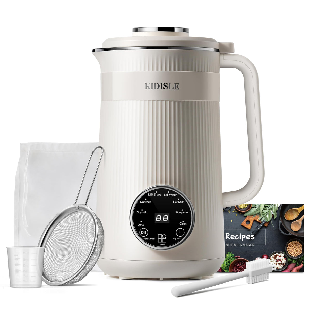 Kidisle 8-in-1 nut milk maker front view for easy homemade plant milks.