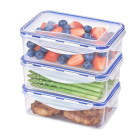 KIGI 4-sided locking lids on a set of food storage containers for secure sealing and freshness.