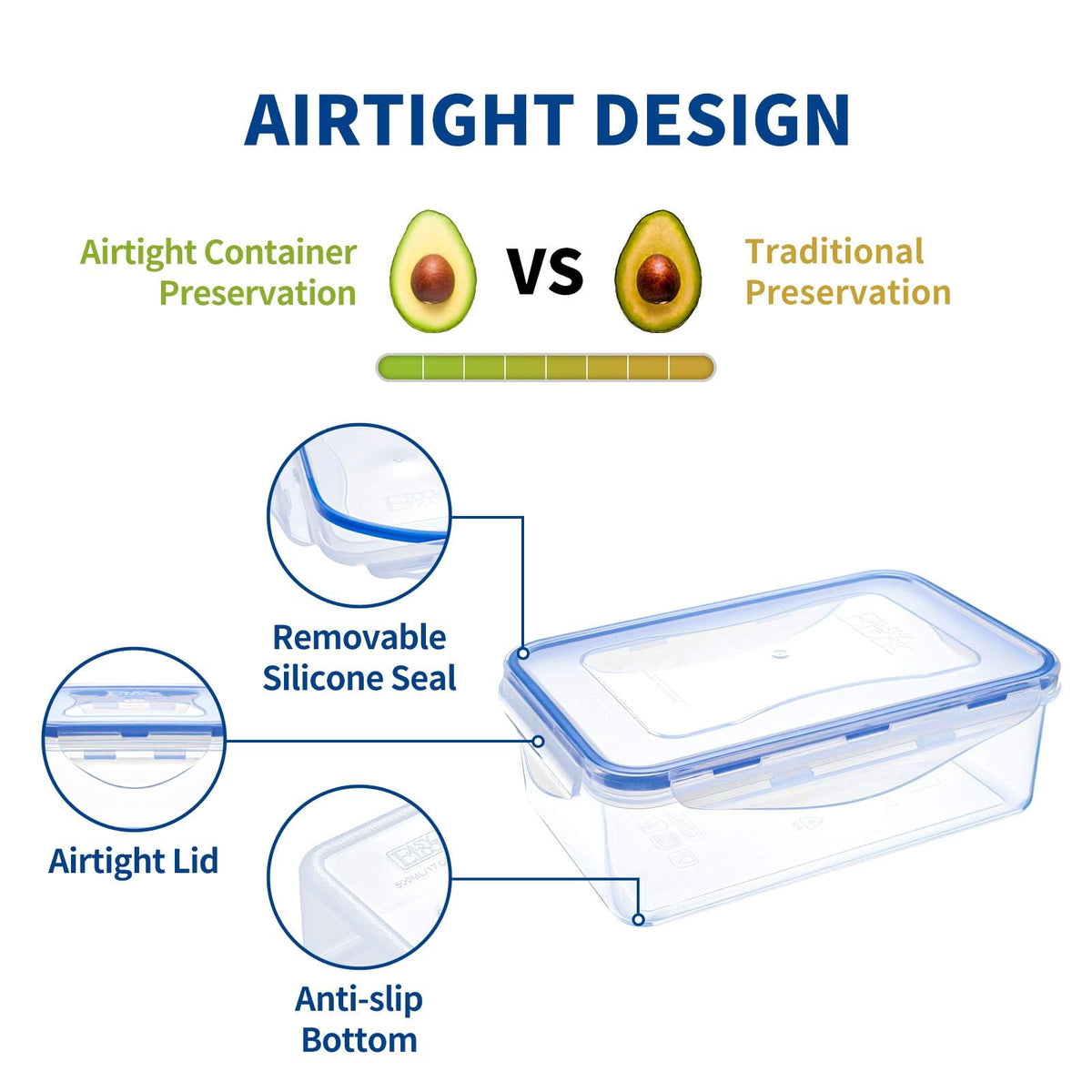 KIGI stackable food containers save space in fridge, freezer, and pantry.