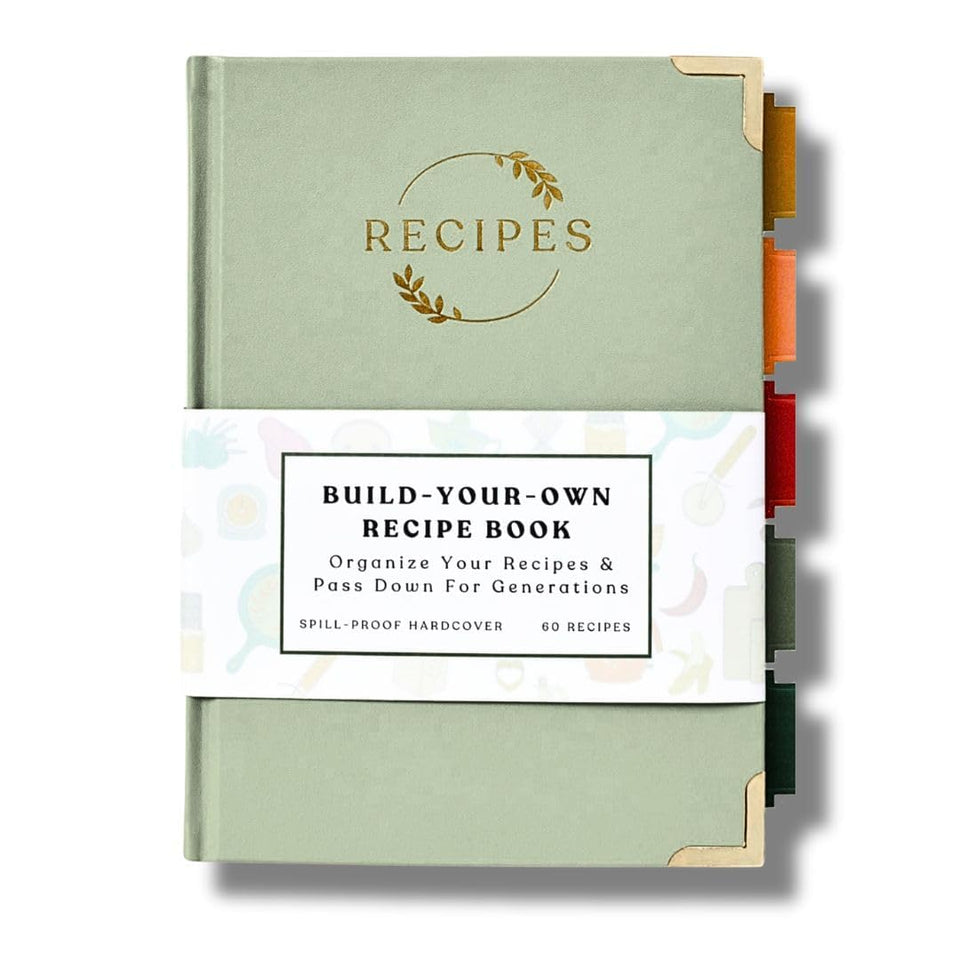 Kikaze Collection blank notebook cover in sage green for stylish recipe organization