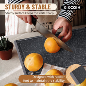 Kikcoin non-slip texture cutting board maintains position during slicing