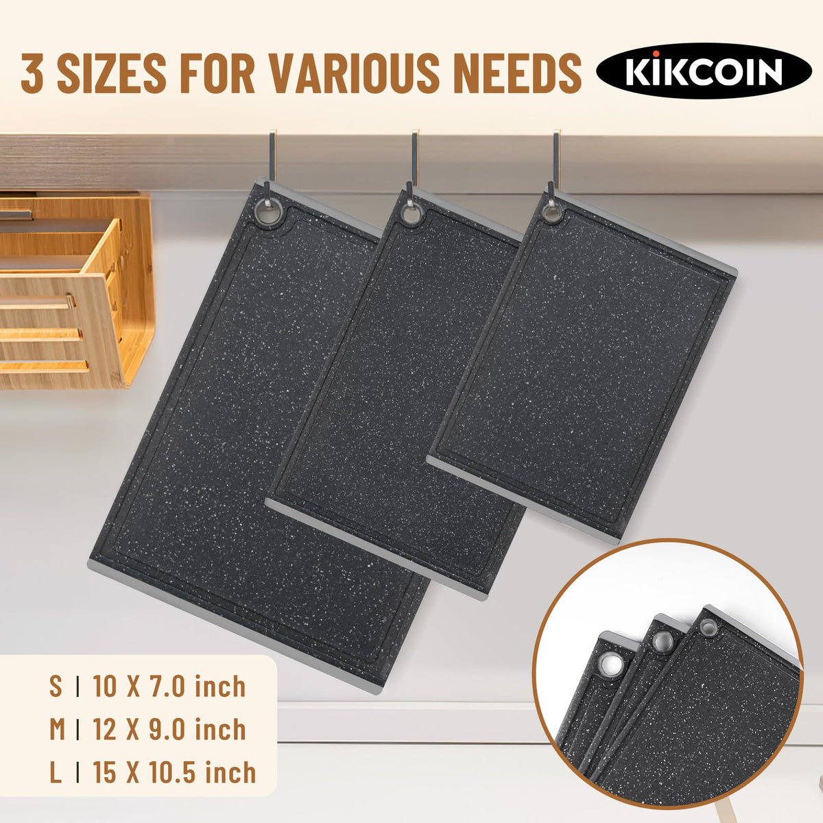 Kikcoin cutting-board-set-medium ideal for chopping vegetables with textured grip