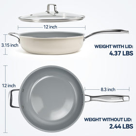 Kikcoin oven-safe pan transitions from stovetop to oven for finishing.