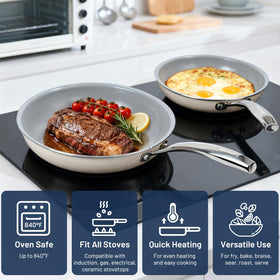 Kikcoin stainless steel handle stays cool and secure during sautéing.
