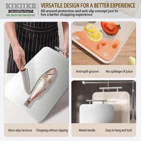 KIKIIKE juice groove feature catches liquids during chopping.