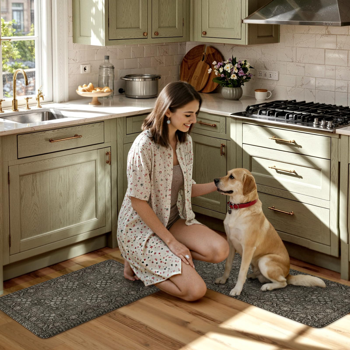KIMODE easy-clean kitchen floor mats resist stains and wipe clean