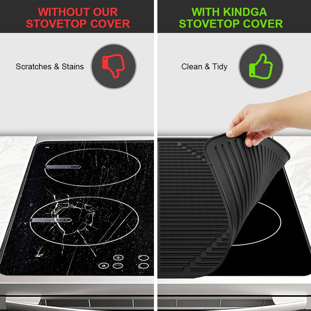 KindGa anti-scratch stovetop cover guards glass tops from scratches.