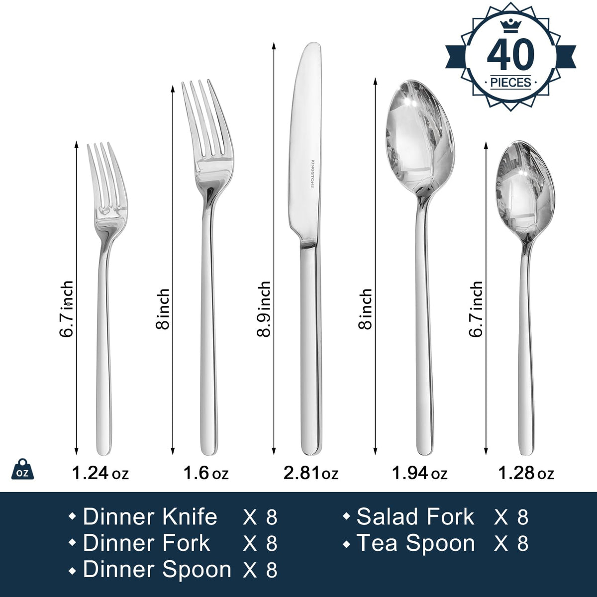 KingStone 18-10 stainless steel flatware demonstrates durability and corrosion resistance