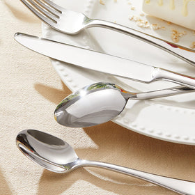 Kingstone dishwasher-safe flatware maintains shine through regular washing.