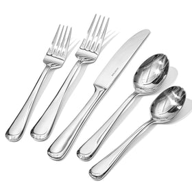 Kingstone 40-piece silverware set dinner knives with sturdy grip for everyday dining.