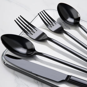 Kingstone dinner forks in black silverware set, sturdy dining tool for everyday use.
