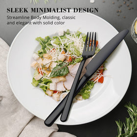 KINGSTONE black silverware set soup spoons showcase comfortable bowls and mirror finish.