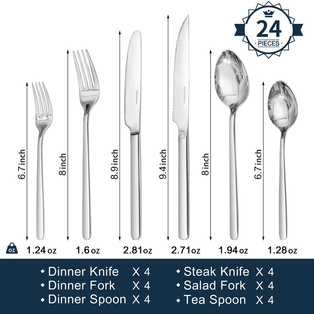 Kingstone dinner forks 8-inch with balanced weight for comfortable dining.