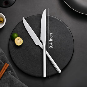 KINGSTONE eight-piece steak knife set arranged for a stylish dinner presentation