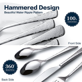KINGSTONE hammered dinner spoon enhances dining with shine and smooth scooping.
