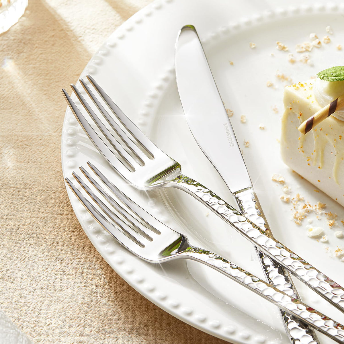 Kingstone hammered salad fork adds elegance to fresh salads