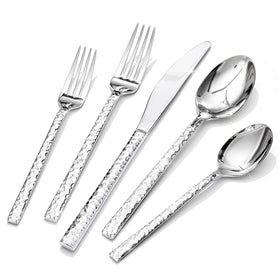 Kingstone hammered silverware set dinner knives on a modern table for everyday meals.